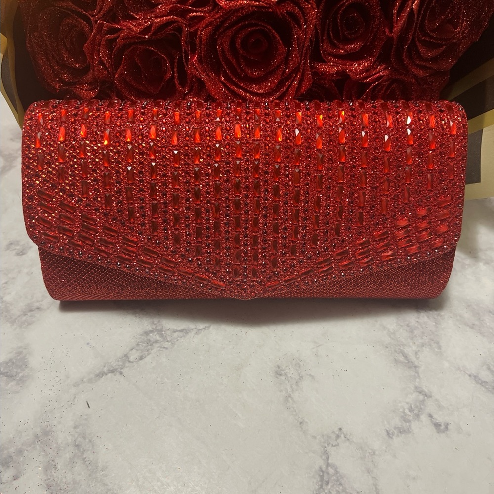 Shoe Carnival Red Rhinestone Clutch Bag